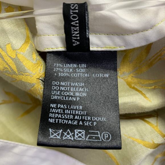 HAIDER ACKERMANN Size S Gold White Jacquard Linen Silk Layered Long Sleeve Shirt - Picture 14 of 14